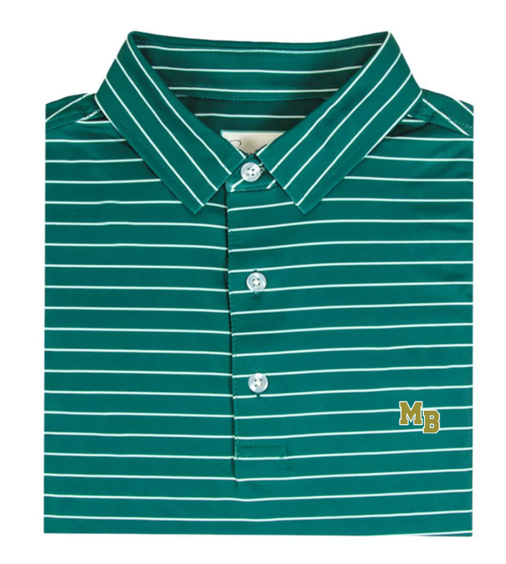 Moore Polo - White w/Pink & Green Stripes