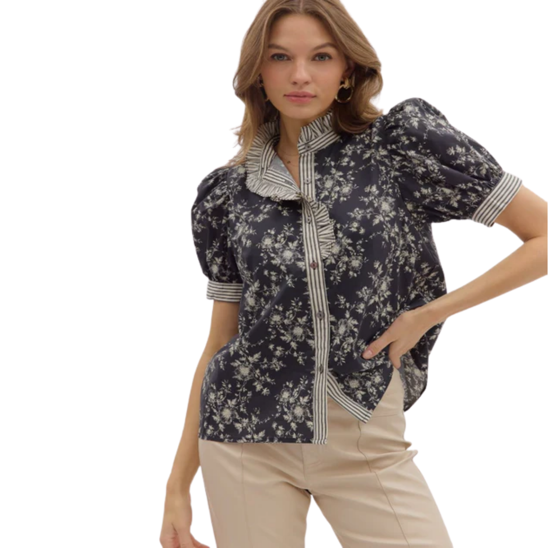 Camille Contrast Trim Blouse