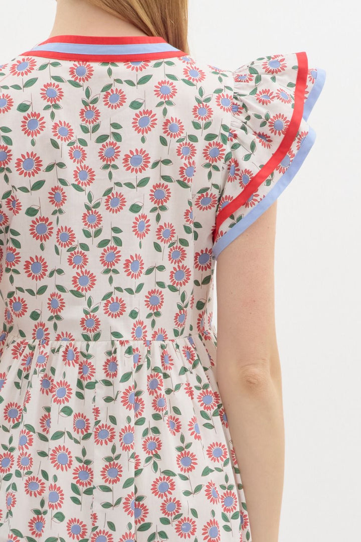 Callie Flutter Sleeve Midi Dress