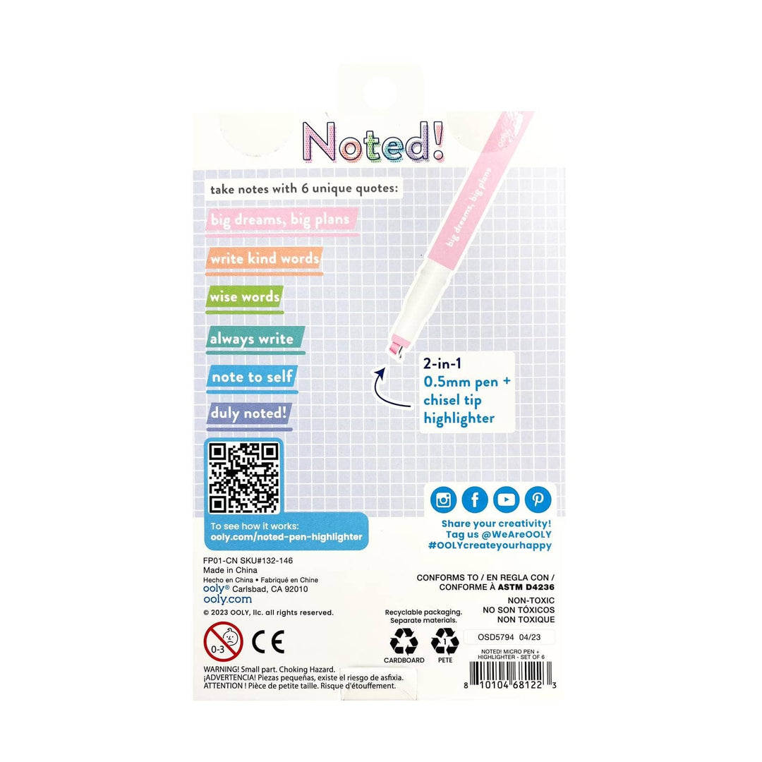 Noted!: 2-in-1 Pen + Highlighter Set