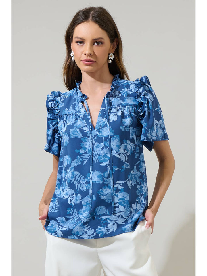 Danielle Floral Ruffle Blouse