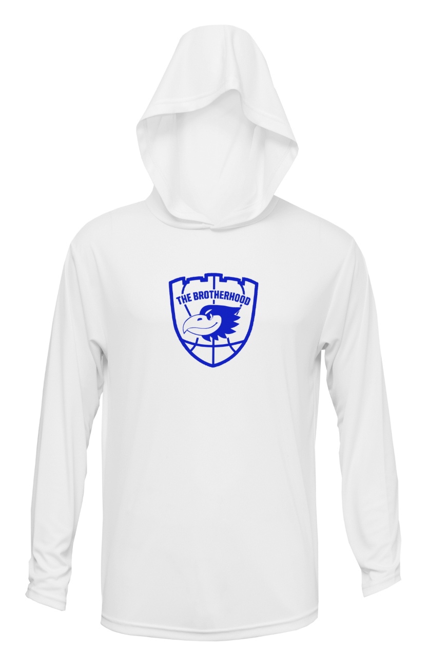 Brotherhood Shield White Performance Long Sleeve Hoodie