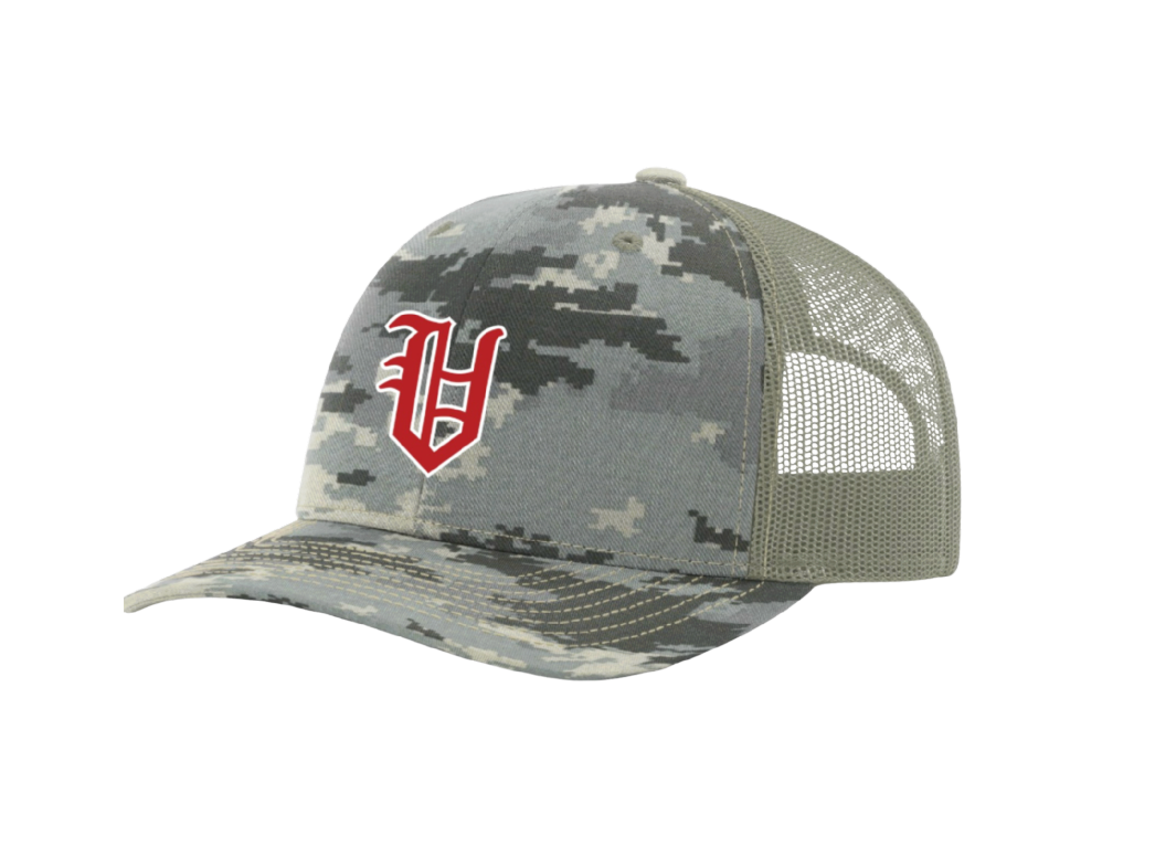 Old English V Digital Camo Trucker