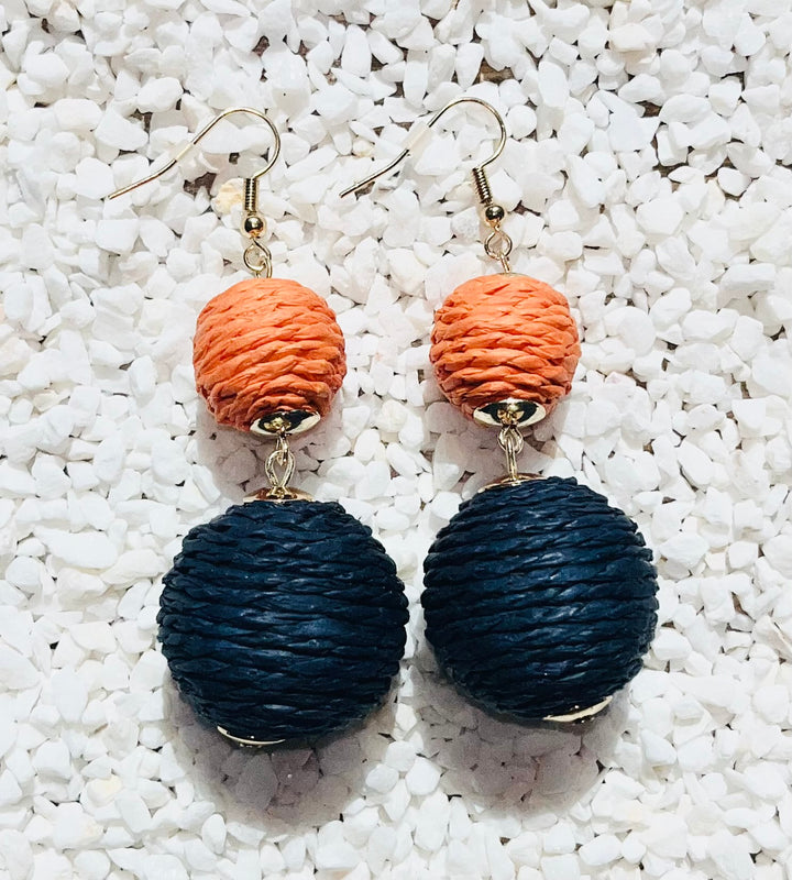 Raffia Ball Drop Earrings