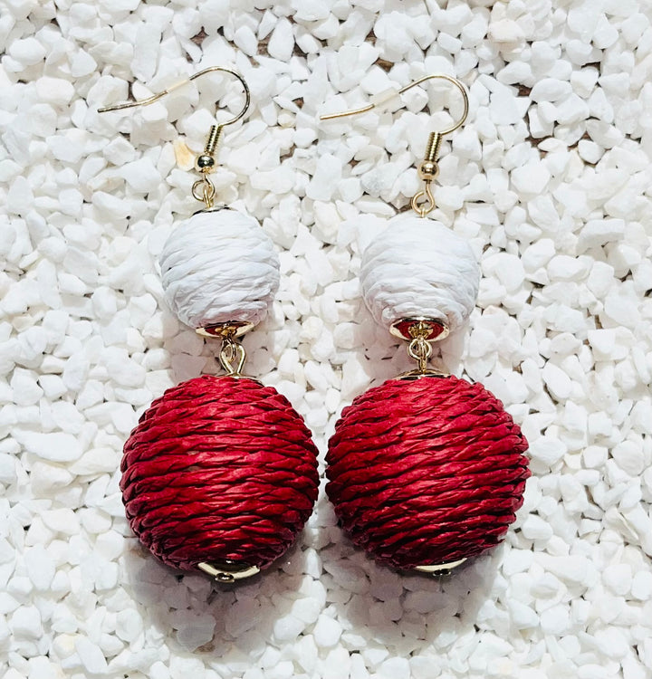 Raffia Ball Drop Earrings