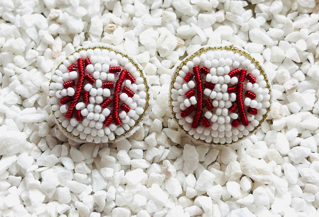 Baseball Beaded Stud Earrings