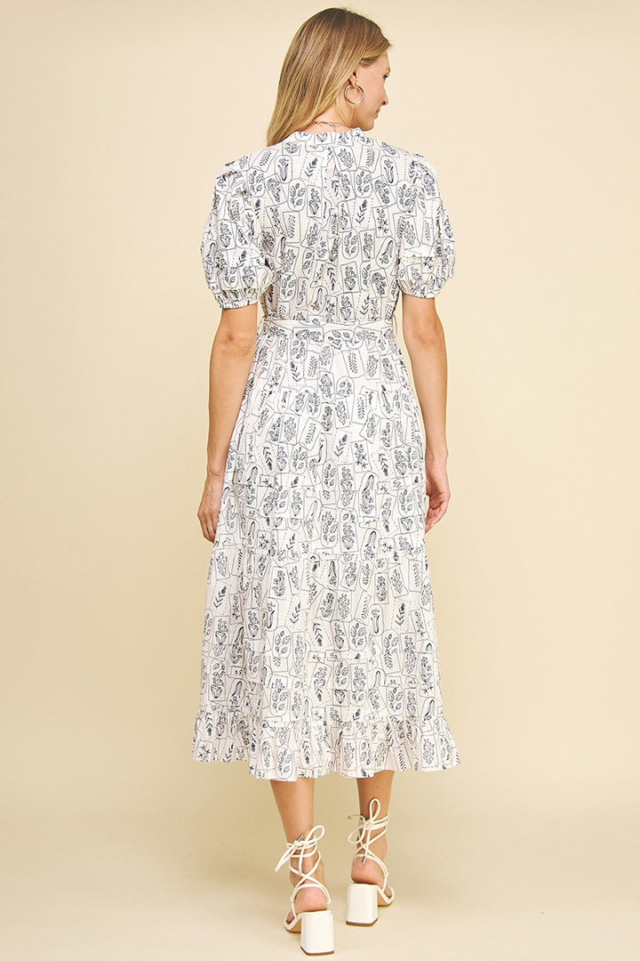 Millie Block Print Midi Dress