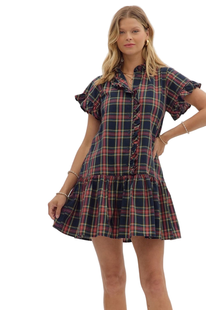 Holly Navy Plaid Dress
