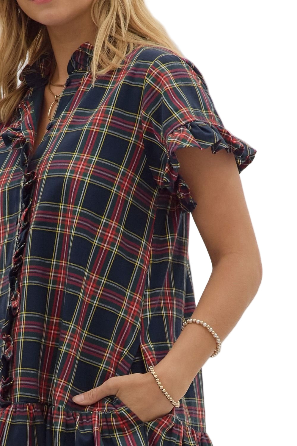 Holly Navy Plaid Dress